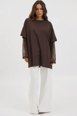 Amanda Lace Tee Dark Chocolate