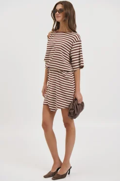 Anastasia Tee Dress Chocolate Stripe