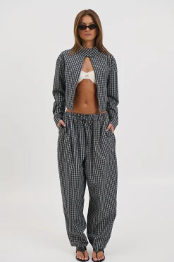 Aura Jacket Navy Lemon Plaid