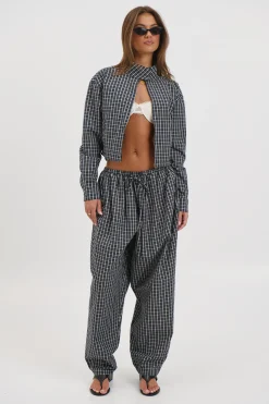 Aura Jacket Navy Lemon Plaid