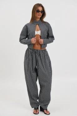 Aura Jacket Navy Lemon Plaid