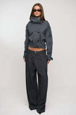 Blanc Cropped Trench Olive