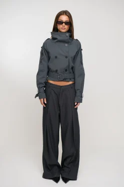 Blanc Cropped Trench Olive