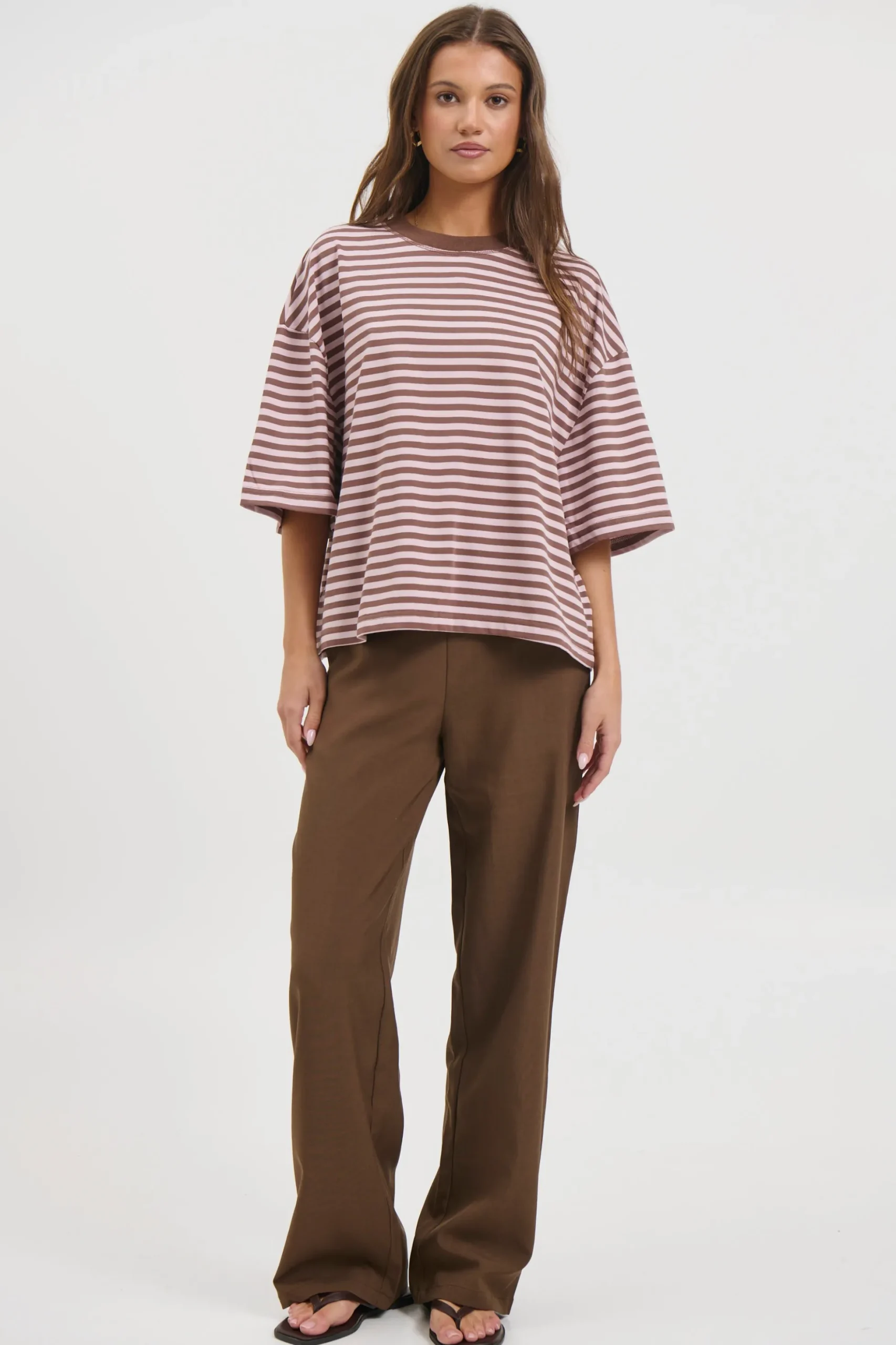 Bloom Short Sleeve Chocolate Blush Stripe