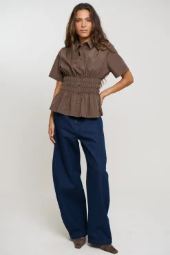 Brooke Short Sleeve Shirt Chocolate