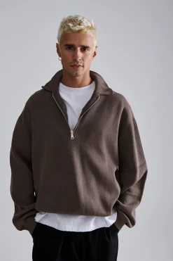 Calin Zip Up Knit Choc