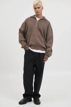 Calin Zip Up Knit Choc