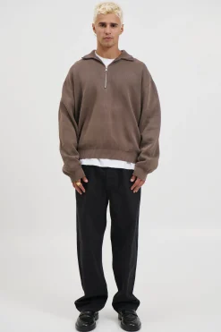 Calin Zip Up Knit Choc