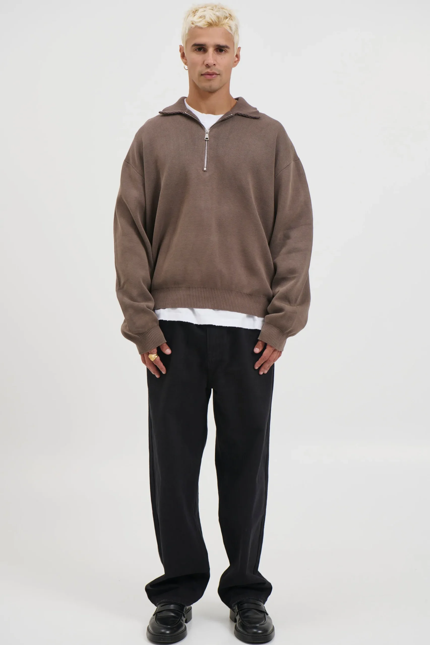 Calin Zip Up Knit Choc