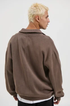 Calin Zip Up Knit Choc