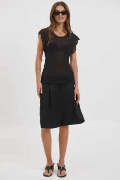 Camille Sheer Top Black