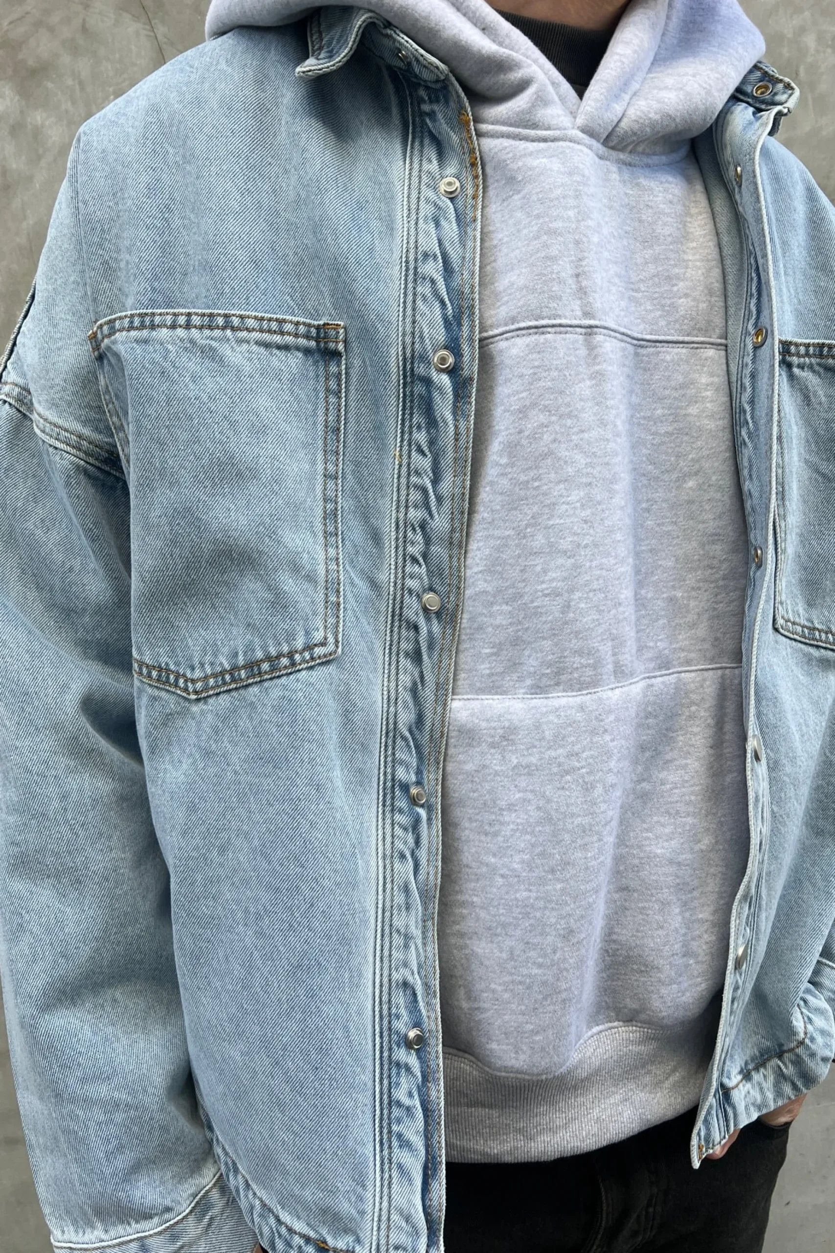 Drop Shoulder Denim Shirt Ocean