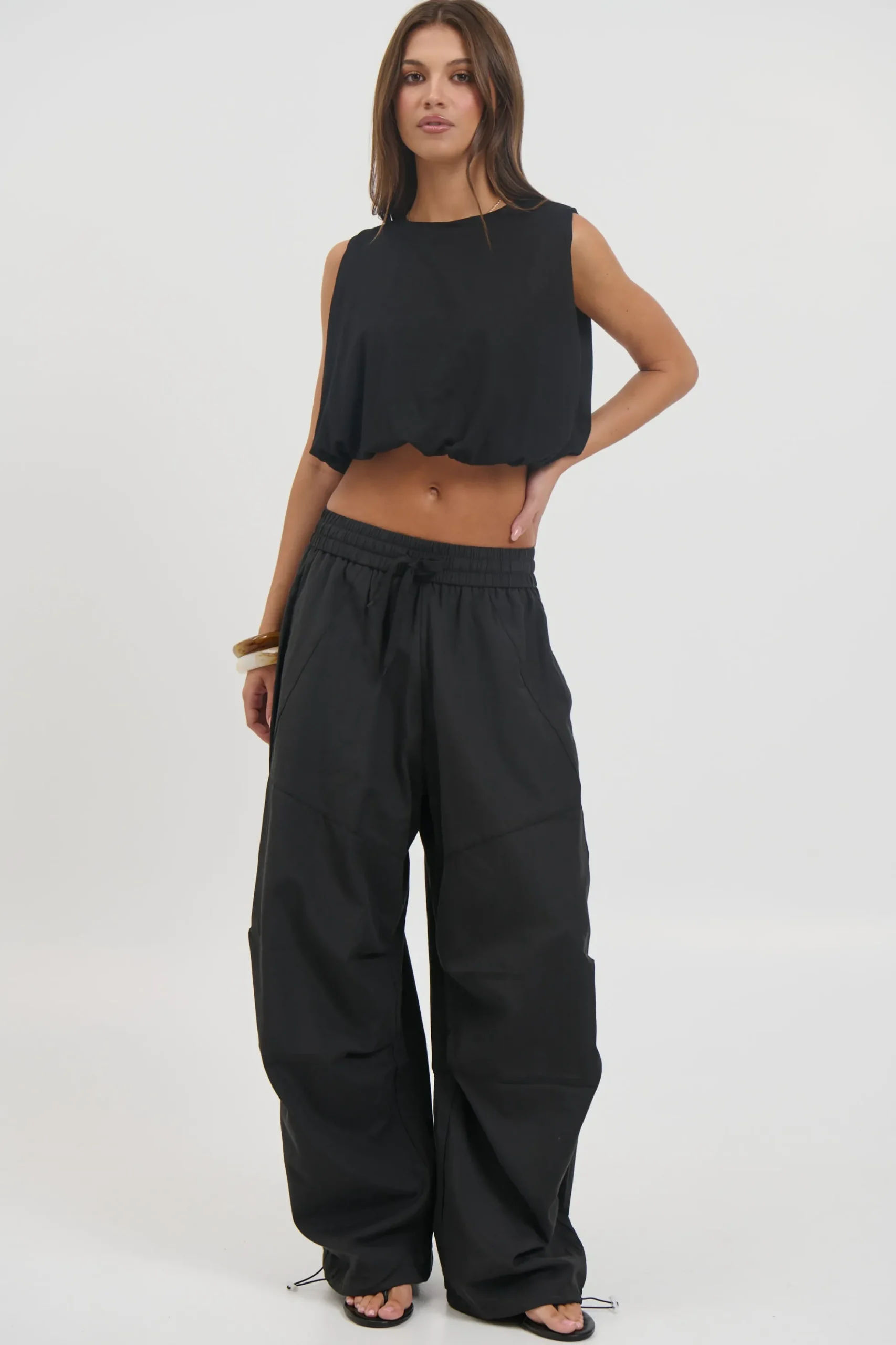 Emily Bubble Hem Top Black