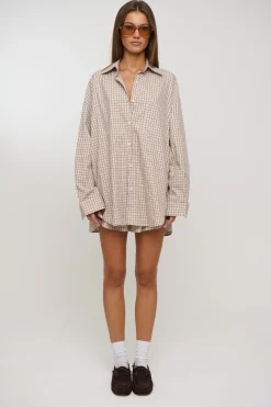 Emina Check Shirt Beige