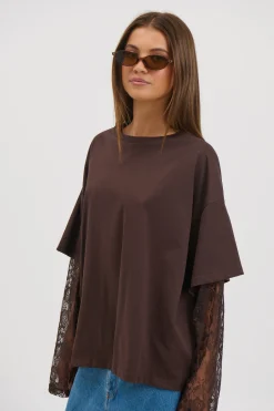 Francesca Lace Tee Chocolate