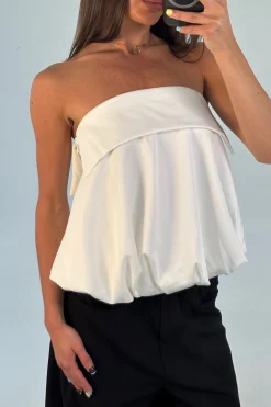 Gracie Strapless Top White