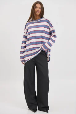 Horizon Long Sleeve Dusty Blue Stripe