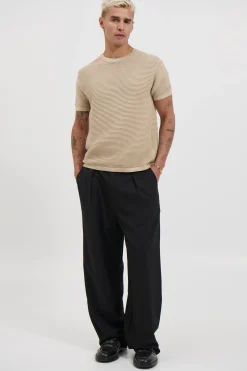 Horizontal Rib Knit Tee Oat