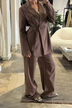 Kassandra Pinstripe Set Chocolate