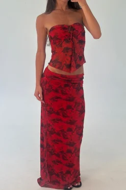 Lani Strapless Top Red