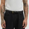 Leather Belt Thin Weave Black