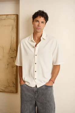 Lucas Drop Shirt Soft Texture White