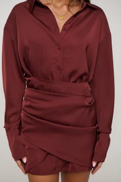 Mae Shirt Dress Wine