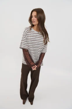 Micca Lace Tee Grey