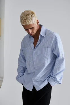Miles Stripe Shirt Blue