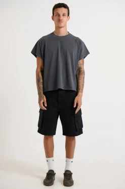 Neil Cargo Denim Short Black