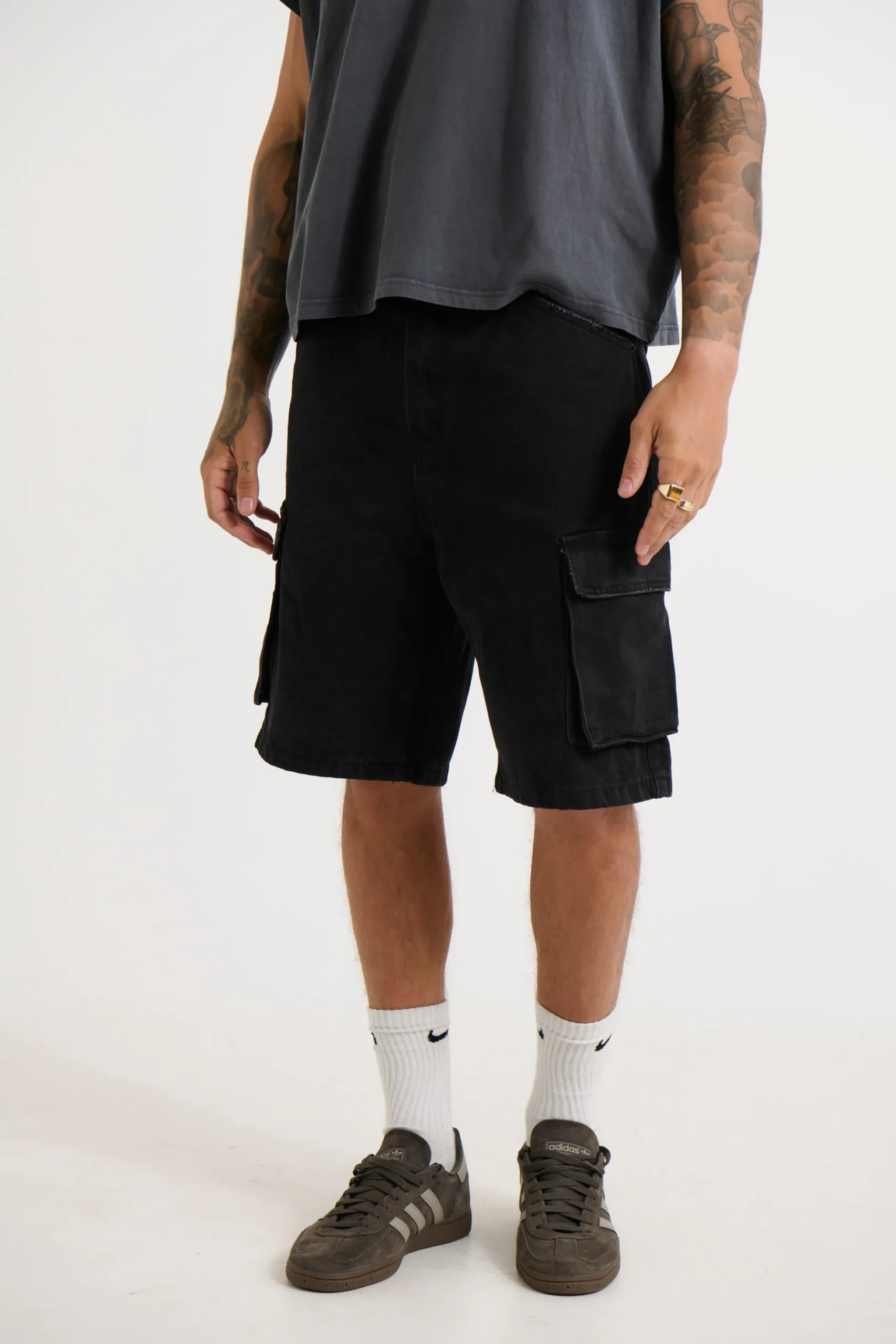 Neil Cargo Denim Short Black