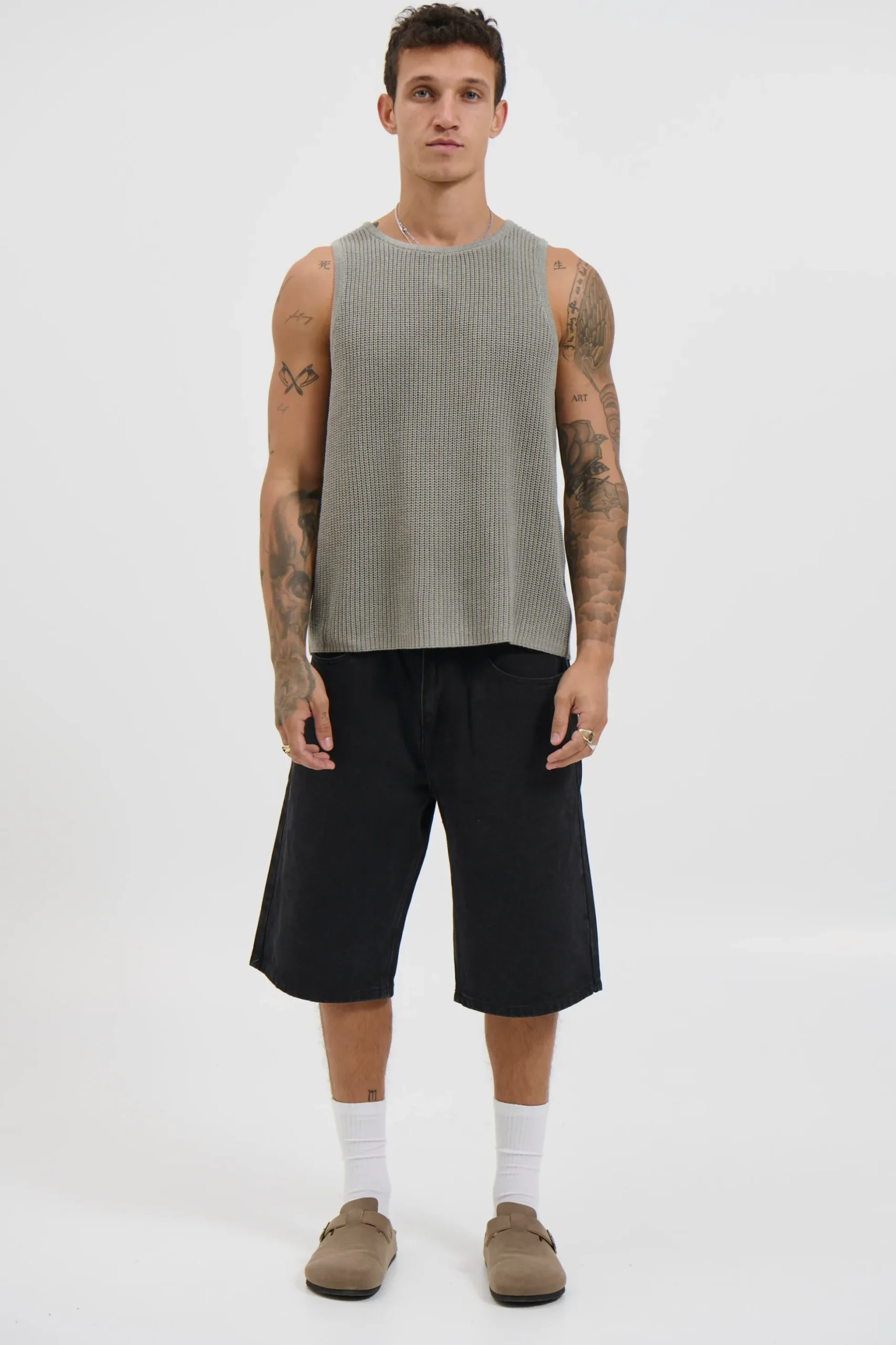 NTH Chunky Knit Tank Dark Grey