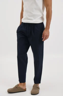 NTH Cropped Pleat Pant Navy