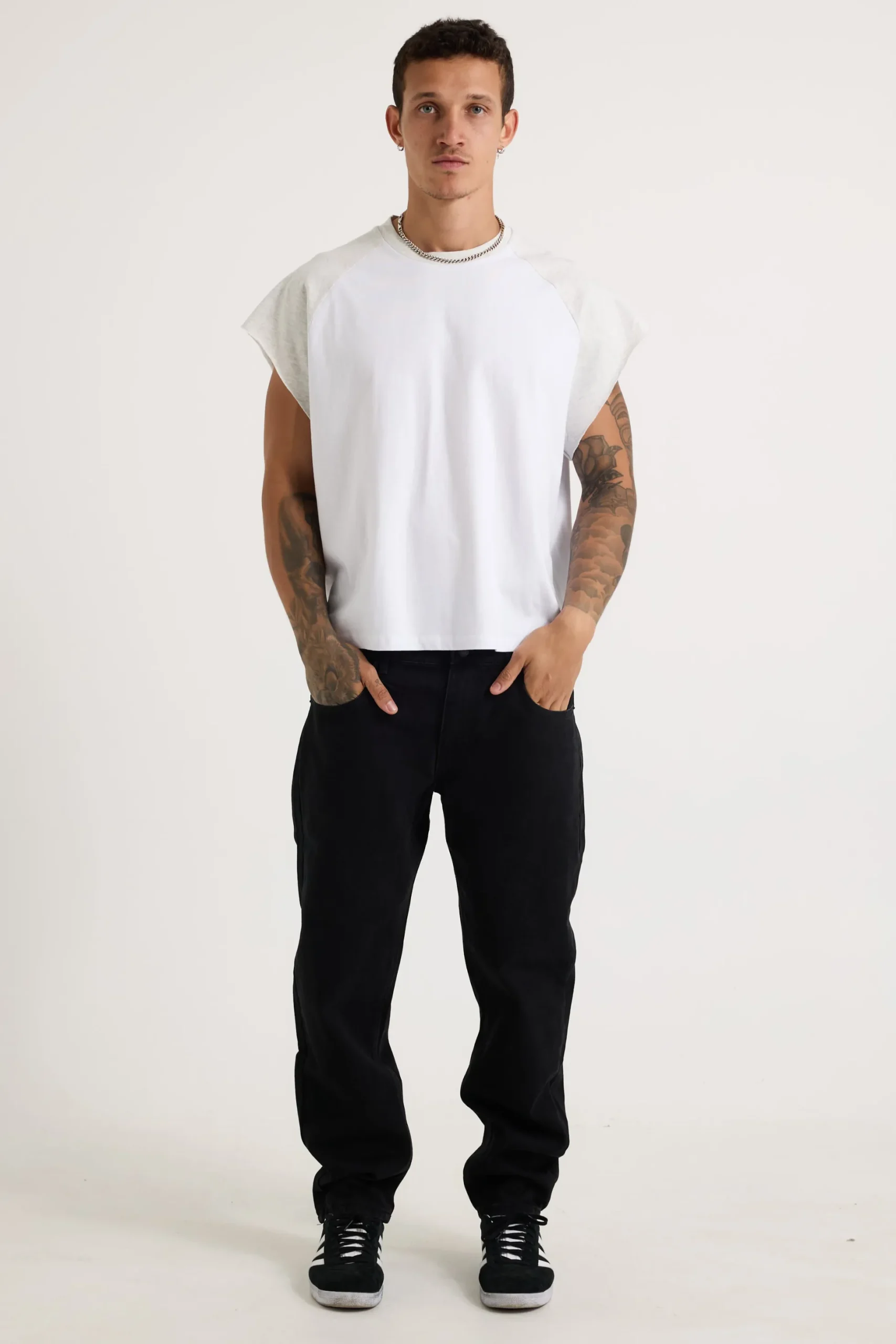 Raglan Crop Box Tank Heather Grey