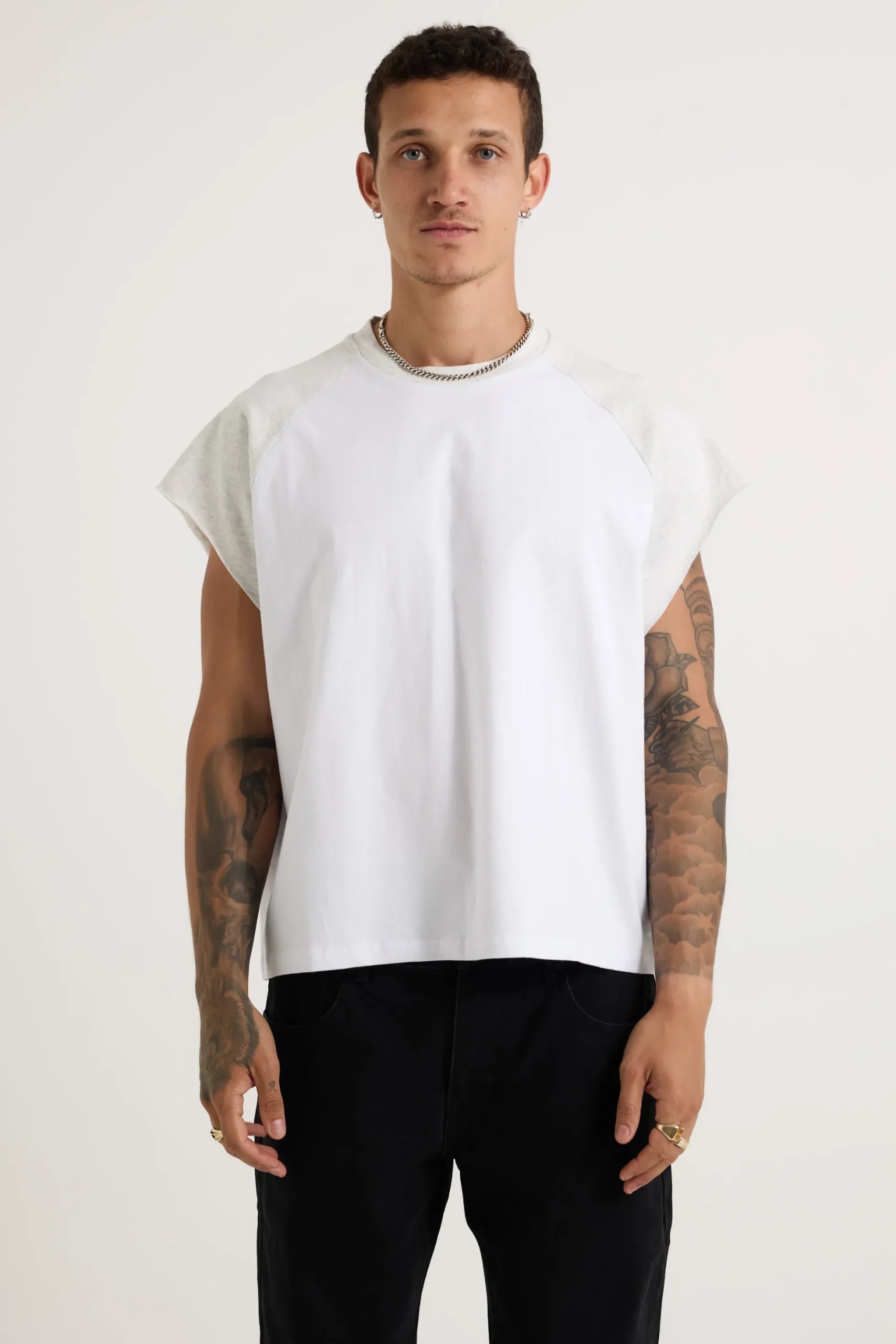 Raglan Crop Box Tank Heather Grey