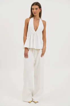 Saniya Halter Top White
