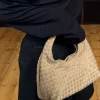 Solene Woven Handle Bag Biscuit Suede