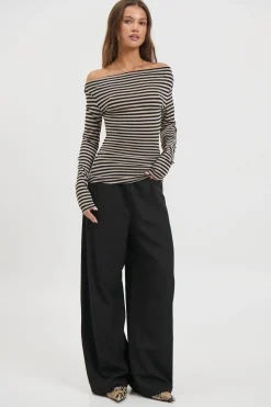 Steffani Long Sleeve Beige Stripe
