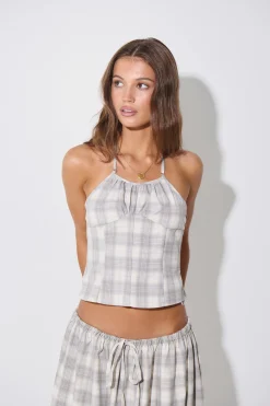 Sweet Escape Maxi Skirt Smoke Plaid