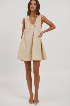 Sydney Mini Dress Beige Stripe