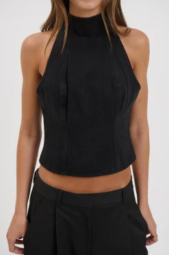 Thea Denim Turtleneck Backstage Black