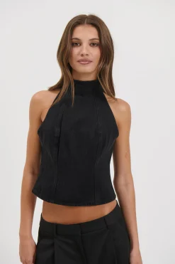 Thea Denim Turtleneck Backstage Black