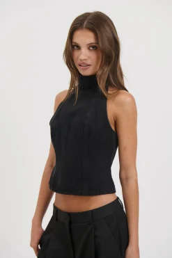 Thea Denim Turtleneck Backstage Black