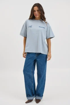 Unisex Bronze Snake Melb Tee Baby Blue
