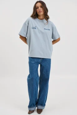 Unisex Bronze Snake Melb Tee Baby Blue