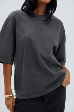 Unisex Emmett Box Tee Charcoal