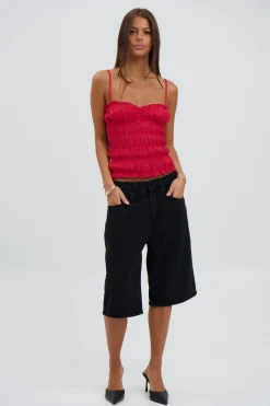 Unisex Flint Baggy Denim Jort Black