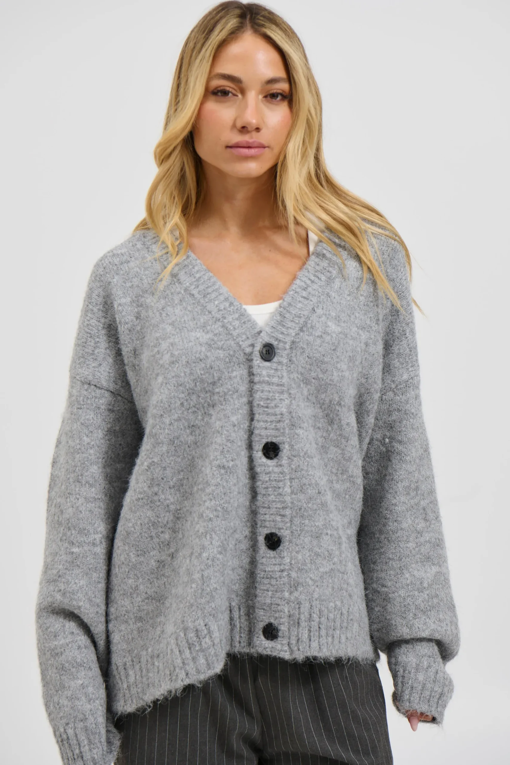 Unisex Knitted Oversize Cardigan Grey