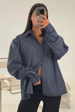Unisex Long Sleeve Box Shirt Navy