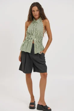 Vine Sleeveless Shirt Matcha